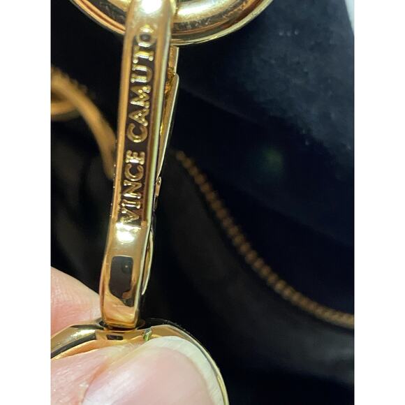 Vince Camuto Purse Bag Black Pebbled Leather Snap & Zip Multi Compartment - Picture 2 of 16